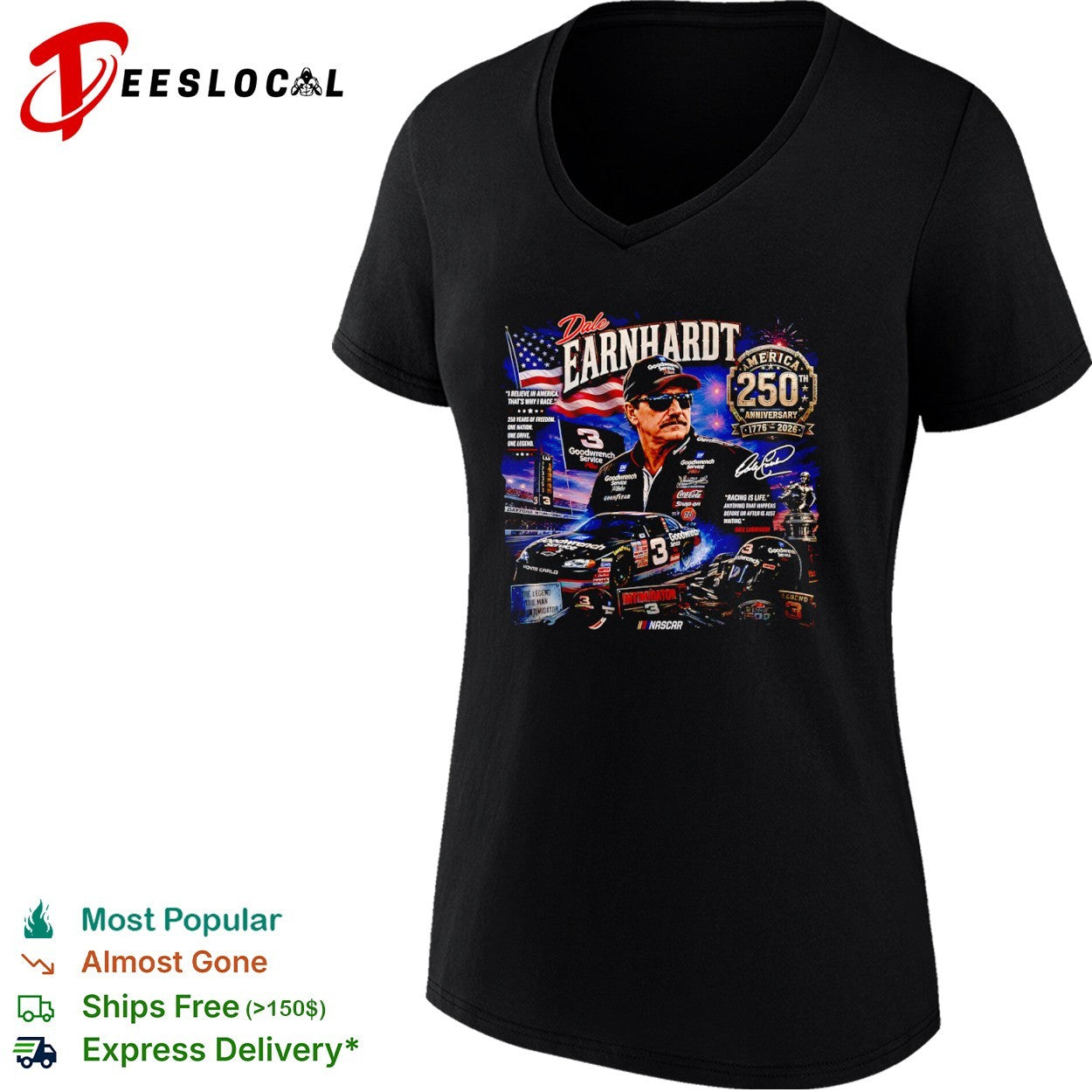Dale Earnhardt America 250th Anniversary NASCAR Legend Signature shirt