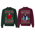 Dam Jackie I Can't Control the Weather, I'm Cold Too Funny Sweatshirt Ugly Christmas, Matching Couples Crewneck Sweater, ...