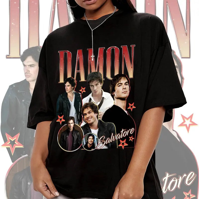Damon Salvatore The Vampire Diaries Shirt Hoodie, Sweatshirt | RetroVerseTees.com