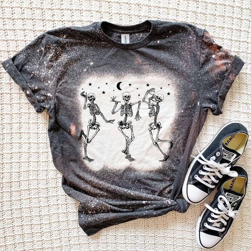 Dancing Skeletons Bleached t-Shirt Hoodie, Sweatshirt | RetroVerseTees.com