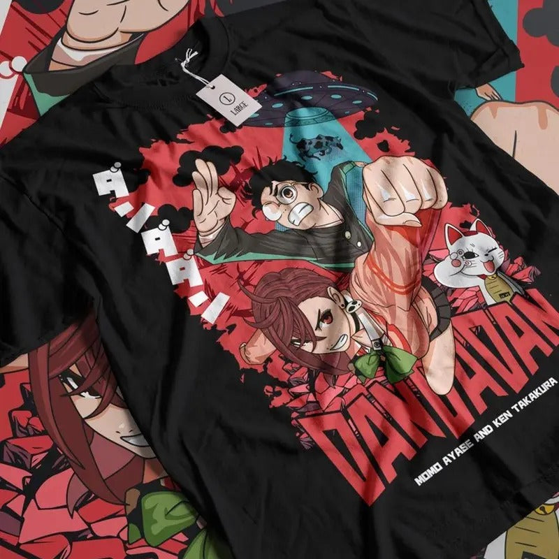 Dandadan Cat Anime Cute Funny Manga T-Shirt, Turbo Granny Dandadan Okarun T-shirt, Okarun, Momo Ayase, Anime, Japanese,...