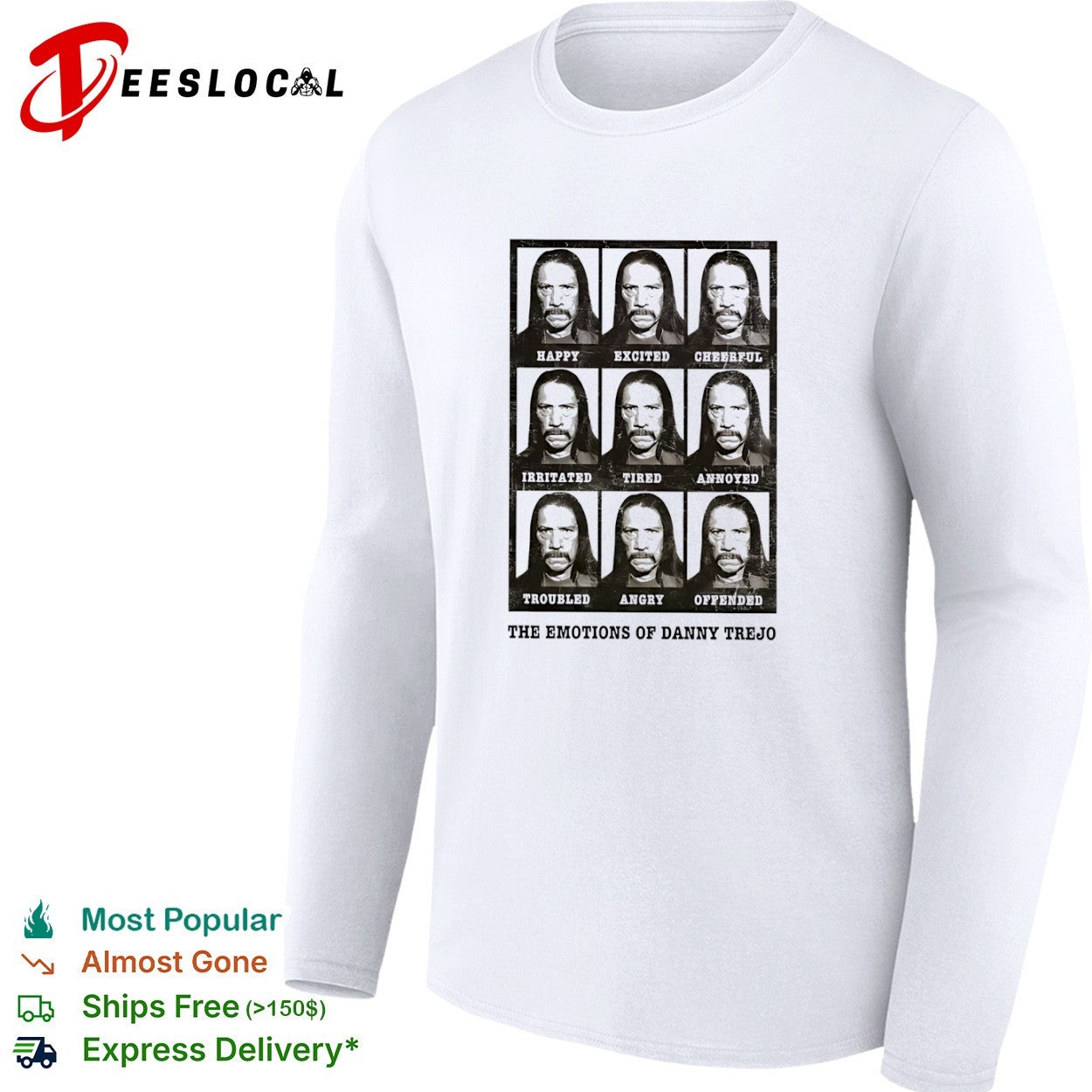 Danny Trejo The emotions grid face photo shirt
