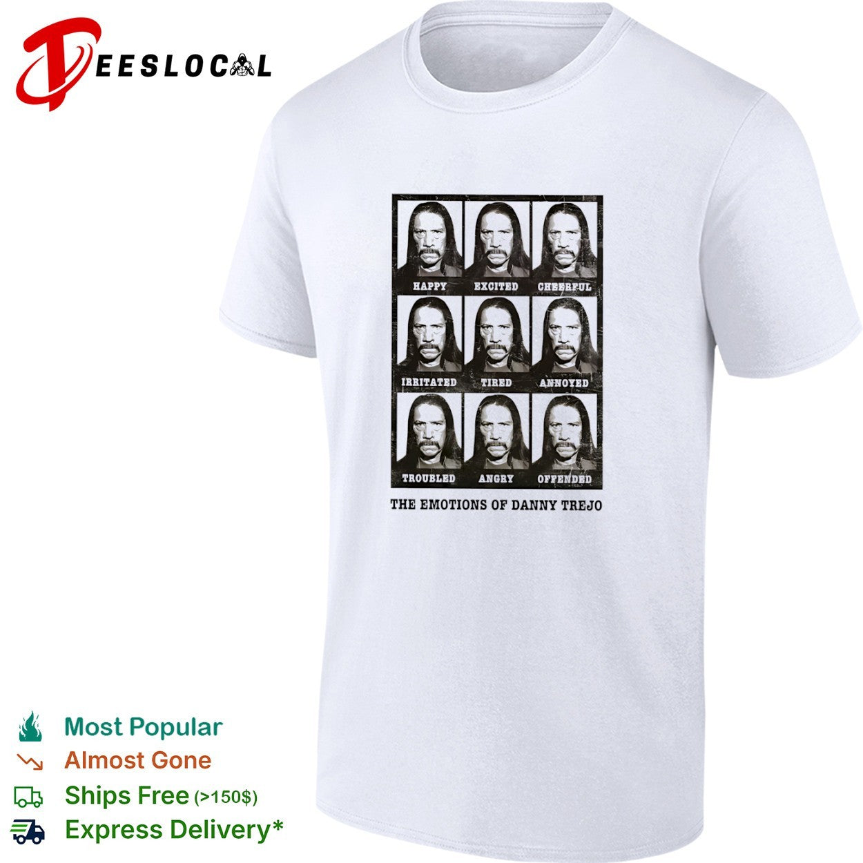 Danny Trejo The emotions grid face photo shirt
