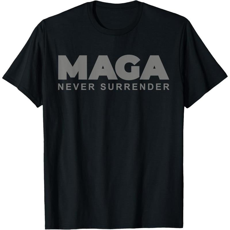 Dark Color President Trump MAGA Never Surrender USA 4th July T-Shirt made in usa Hoodie, Sweatshirt | RetroVerseTees.com