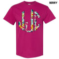 Dark Floral Monogram Gildan Short Sleeve T-Shirt 'NLB' Hoodie, Sweatshirt | RetroVerseTees.com