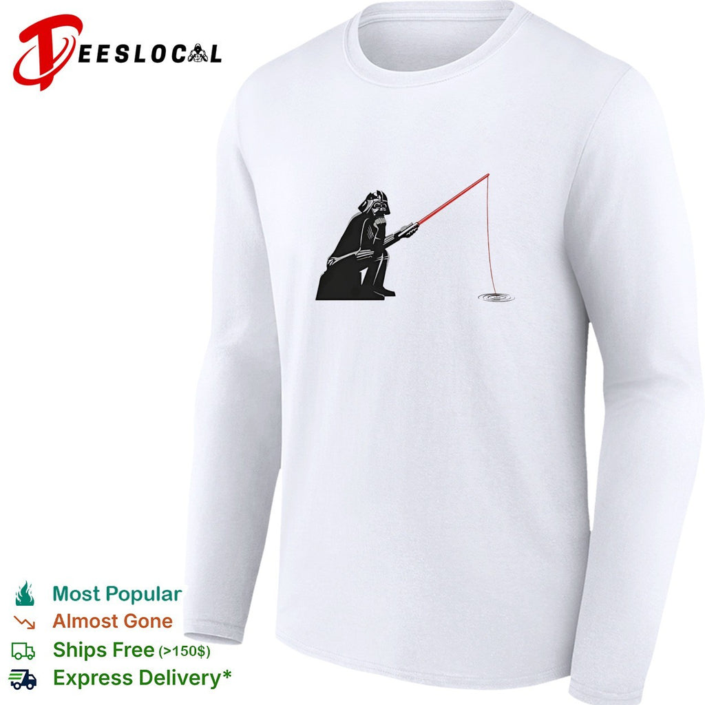 Darth Vader fishing with lightsaber rod sitting shirt
