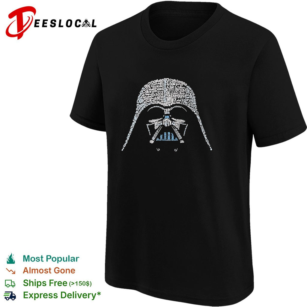 Darth Vader helmet dun dun dun typography shirt