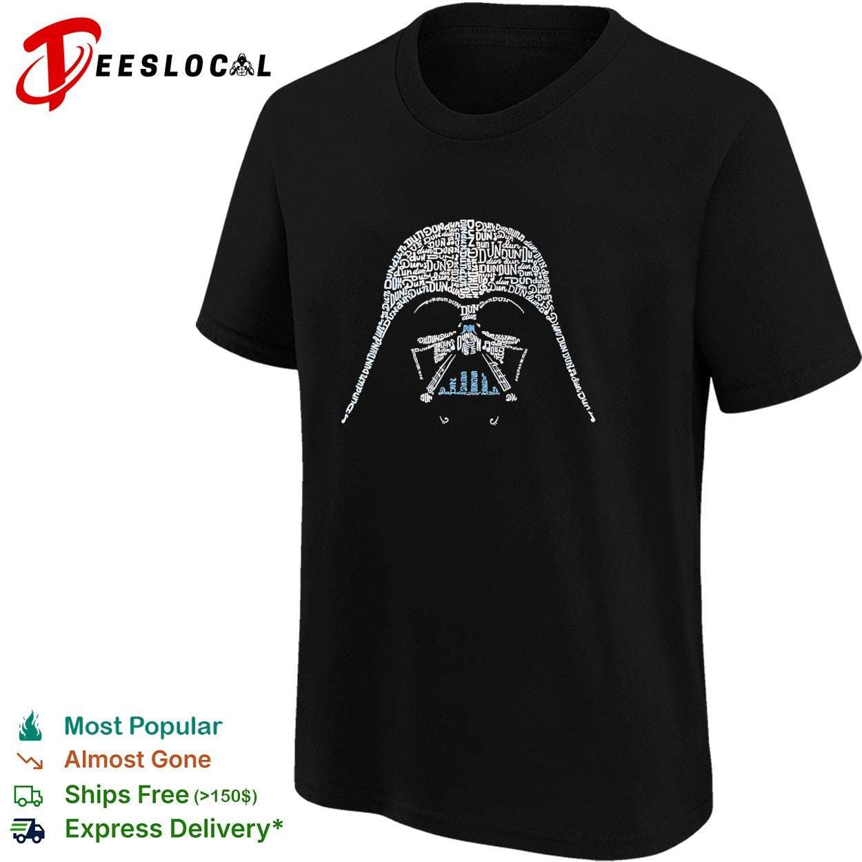 Darth Vader helmet dun dun dun typography shirt