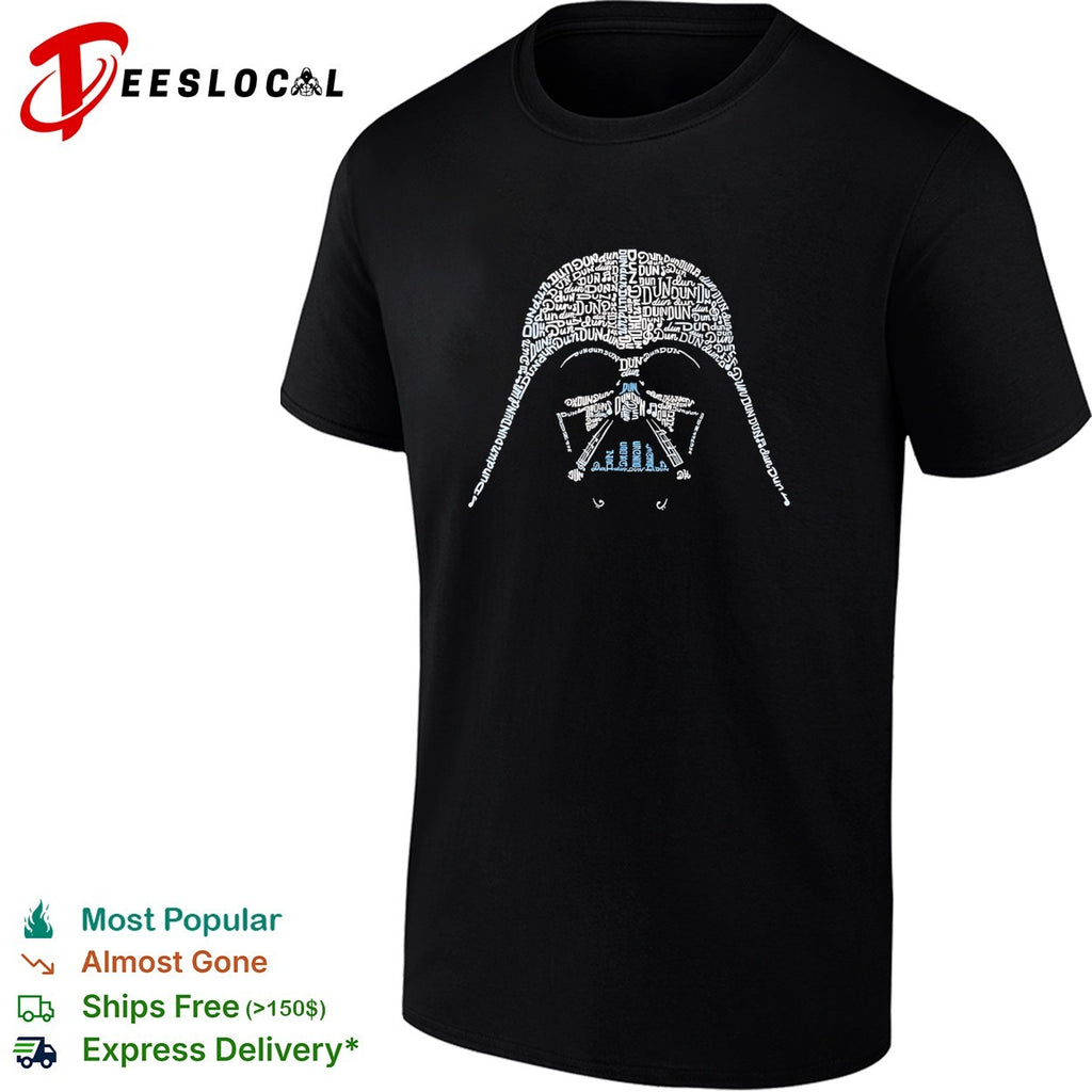 Darth Vader helmet dun dun dun typography shirt