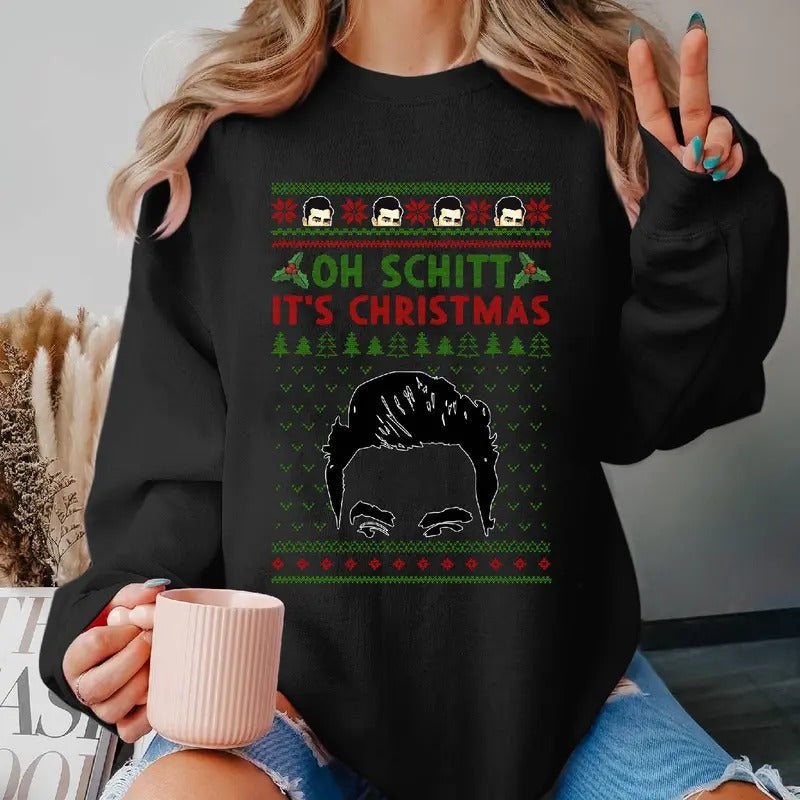 David Rose Oh Schitt It's Christmas Ugly Christmas Sweater T Shirt David Rose Shirt Schitt's Creek Movie Sweatshirt Hoodie