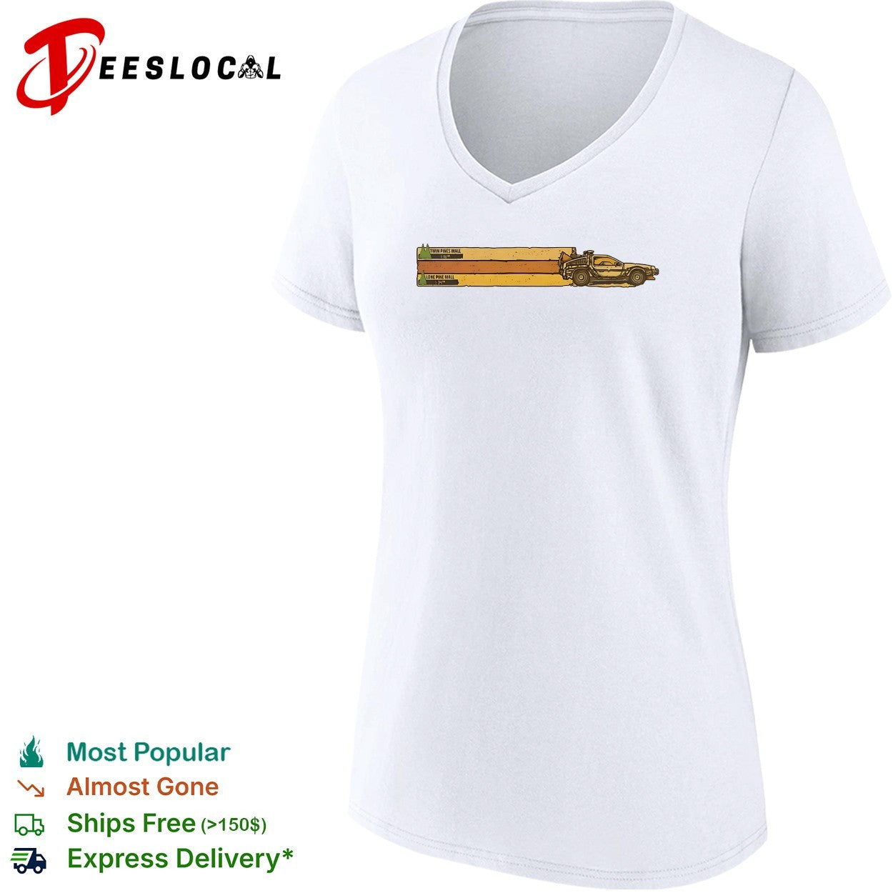 DeLorean Twin Pines Mall Lone Pine Mall distance sign shirt