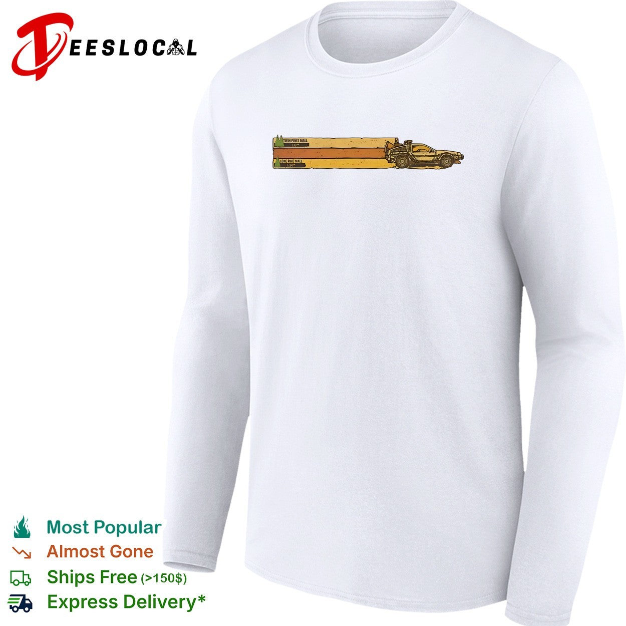DeLorean Twin Pines Mall Lone Pine Mall distance sign shirt