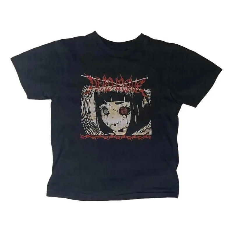 Dead Inside Anime Girls Baby Tee, Gothic Emo Girl Top, Y2k Top Women Streetwear, Scene Clothing 2000s, Gift For Her...
