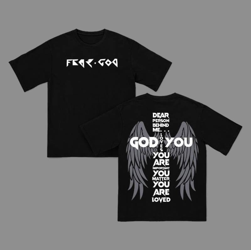 Dear Person Behind Me God Loves You Y2k Clothing Graphic Tees Oversized Top Streetwear Hoodie, Sweatshirt