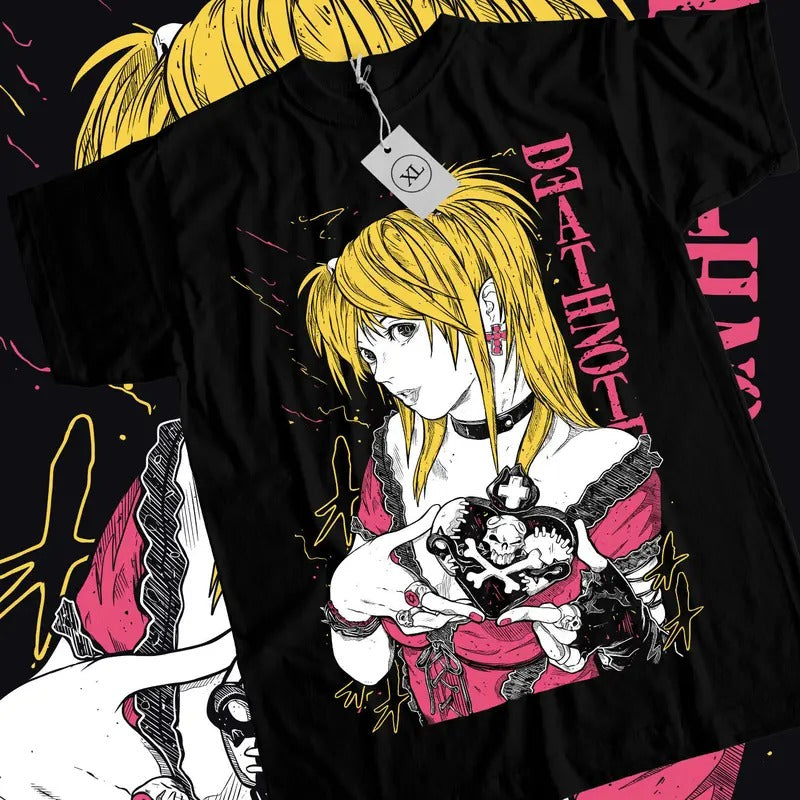Death Note Misa Amane T- Shirt Manga Anime Black T- Shirt Size S to 5XL Hoodie, Sweatshirt | RetroVerseTees.com