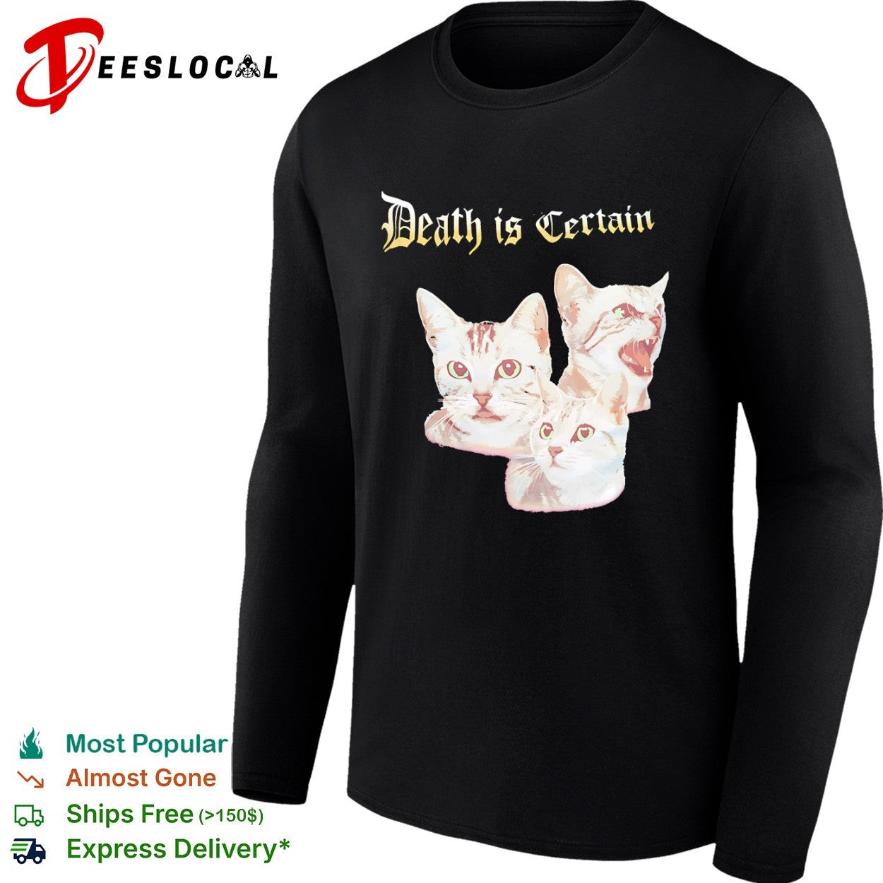 Death is Certain Cat gothic kitten shirt