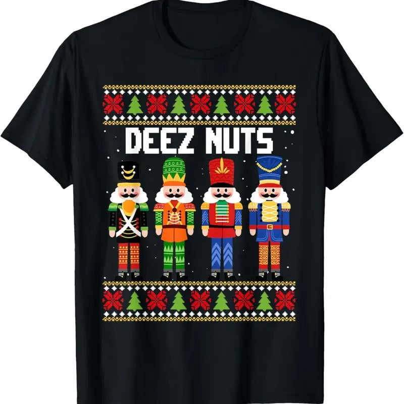 Deez Nuts Nutcracker Funny Ugly Christmas Xmas Pajama PJ T-Shirt Hoodie, Sweatshirt | RetroVerseTees.com
