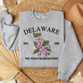 Delaware Peach Blossom Embroidered State Flower Sweatshirt, Hometown Embroidered Shirt, Favorite Flower Embroidered Shirt...