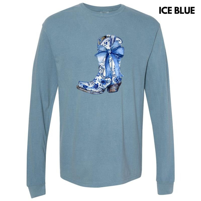 Delicate Floral Boot Long Sleeve Comfort Colors T-Shirt 'NLB' Hoodie, Sweatshirt | RetroVerseTees.com