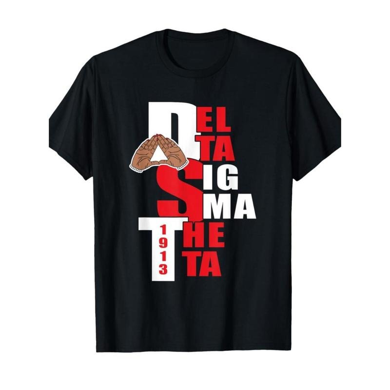 Delta Sigma TNF 1913 HBCU Paraphernalia Men'WB shield T-Shirt - Casual V-Neck Hoodie, Sweatshirt | RetroVerseTees.com