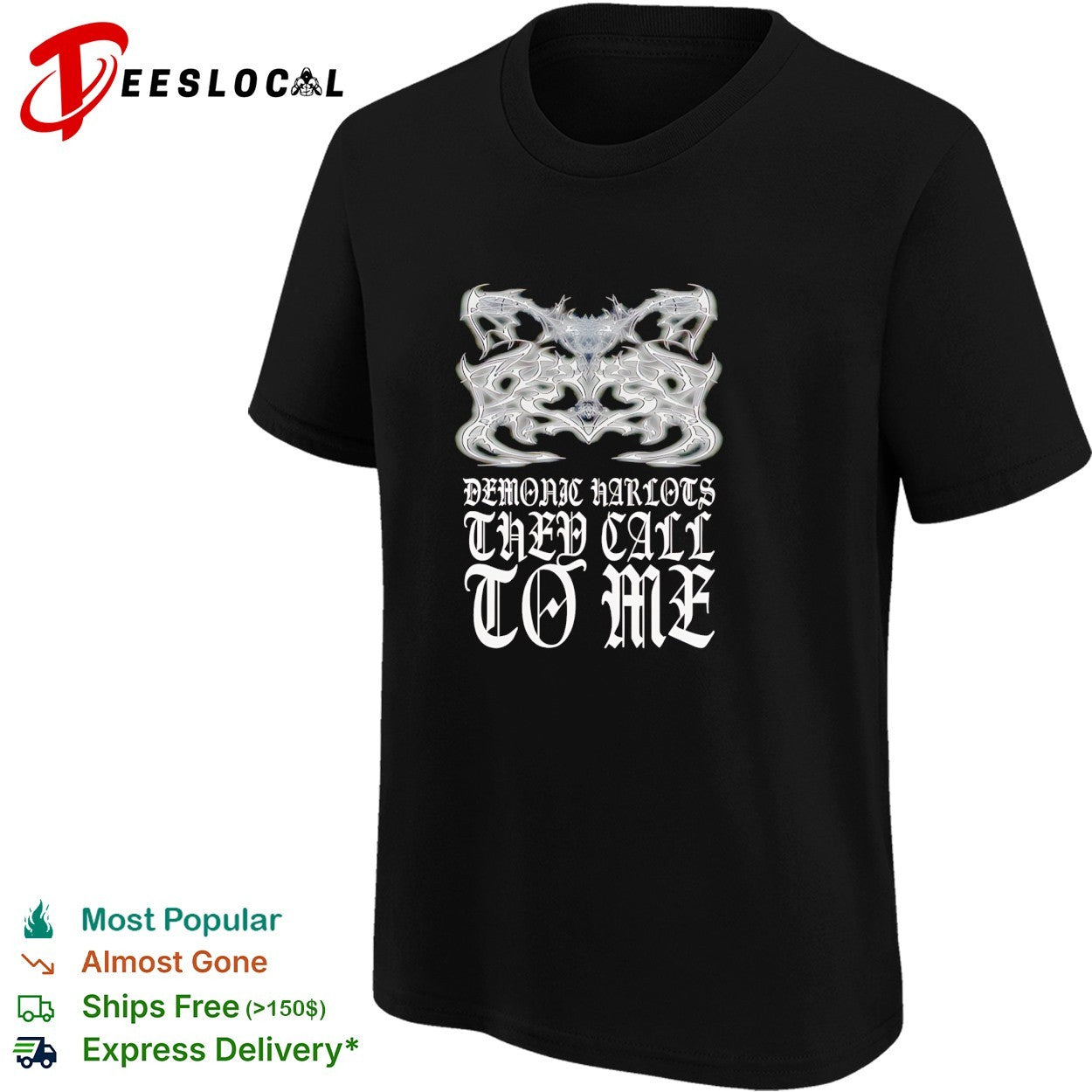Demonic harlots they call to me gothic bat wing shirt