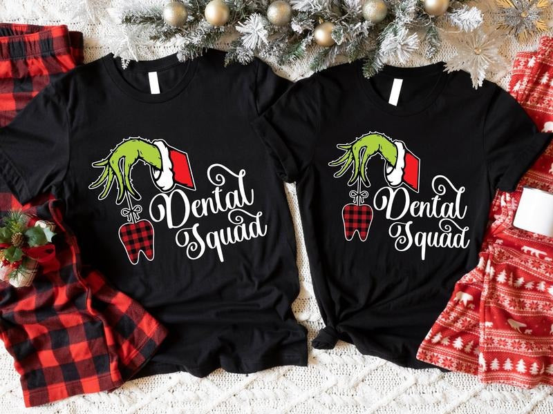 Dental Squad Shirt, Dental Christmas Party T-Shirt, Funny Dental Assistant X-mas Gift Tee, Matching Dentist Student Tee,...