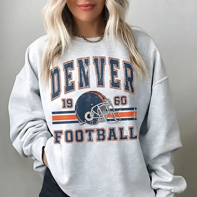 Denver 1960 Football Sweatshirt Denver Bronco Shirt Football Fan Gift Hoodie | RetroVerseTees.com