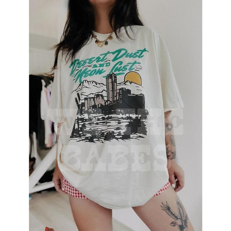 Desert Dust Tee, western cowgirl trendy aesthetic graphic tee, vintage inspired summer t shirt Hoodie, Sweatshirt