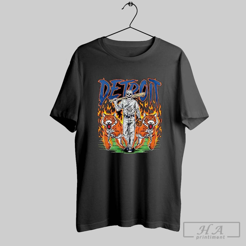 Detroit Baseball Tigers Graphic Skeleton Shirt Hoodie Sweater Longsleeve And V Neck