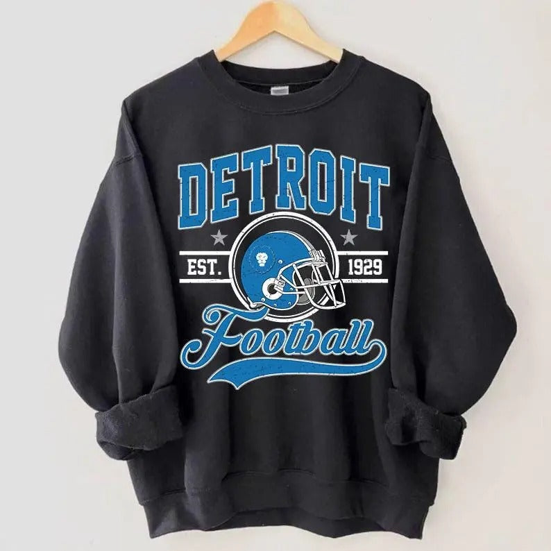 Detroit Football Shirt, Vintage Style Detroit Football shirt, Sunday Football Hoodie, Sweatshirt | RetroVerseTees.com