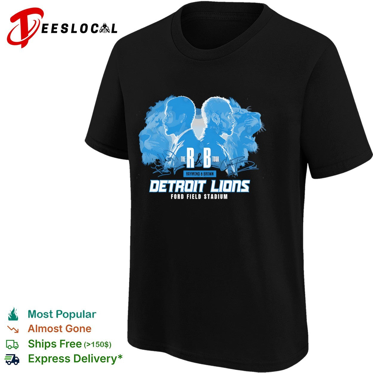 Detroit Lions the R B tour Raymond Brown Ford Field stadium animal faces shirt