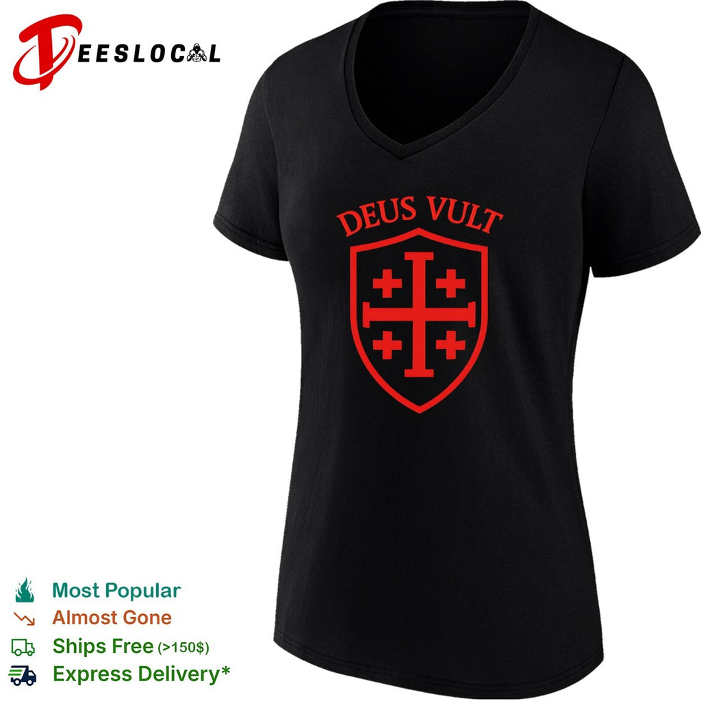 Deus Vult Jerusalem Cross Shield Crusader shirt
