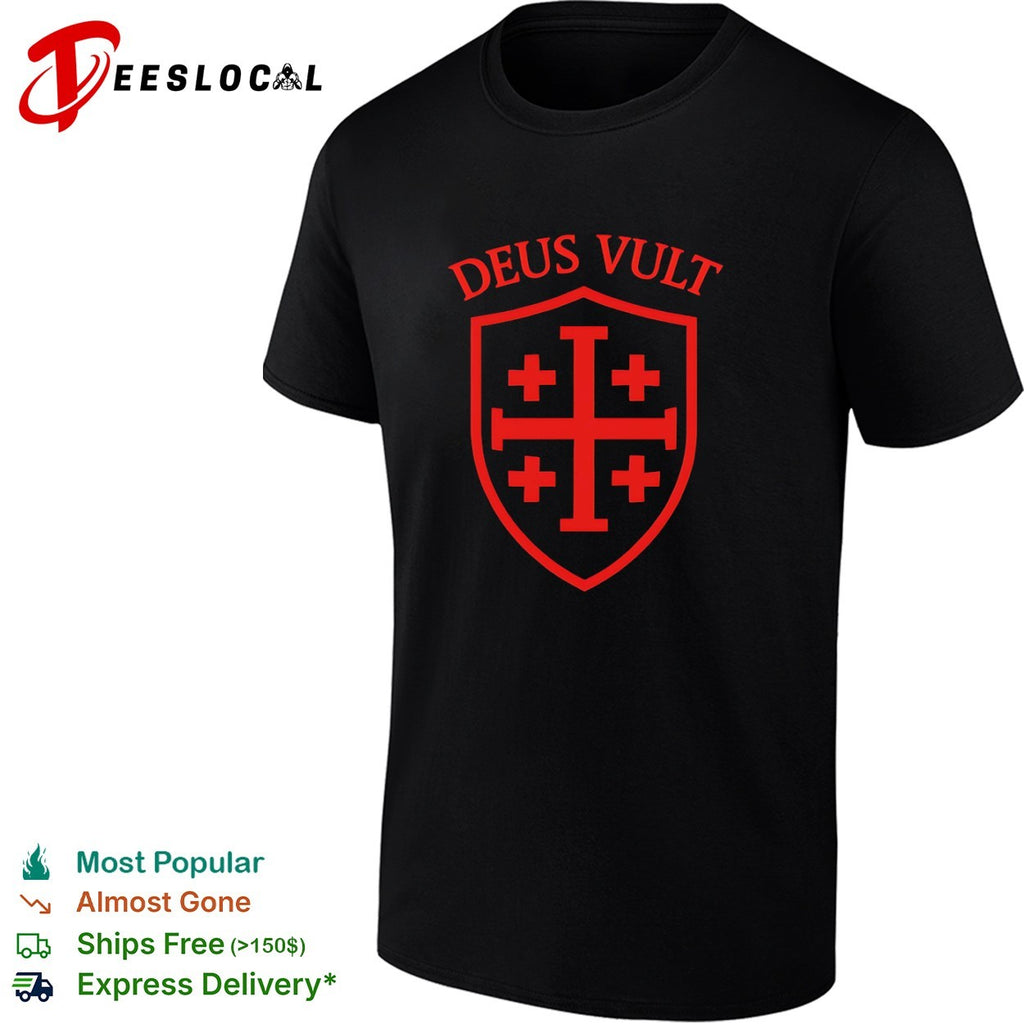 Deus Vult Jerusalem Cross Shield Crusader shirt