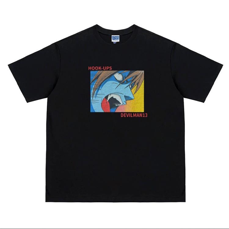 Devilman "Calling" Heavyweight Vintage Tee 100% Cotton OVERSIZED Anime T-shirt Menswear Top Crew Necks Tshirt Casual...
