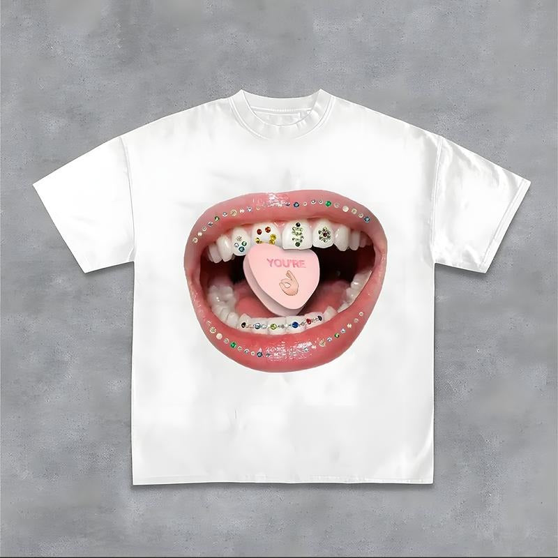 Diamond Grillz Pills Graphic Tee Oversized Y2k Streetwear T-Shirt Graphic Tee for Men Women Hoodie, Sweatshirt