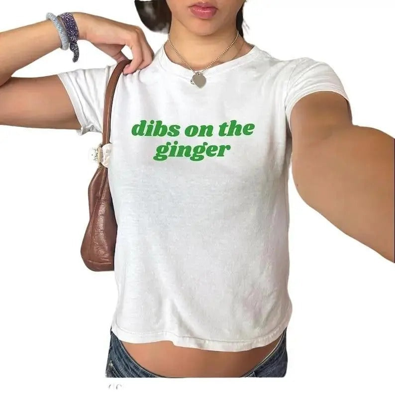 Dibs On The Ginger Baby Tee Funny St Patricks Day Shirt Y2K Lucky Shirt Women Baby Tee Hoodie, Sweatshirt