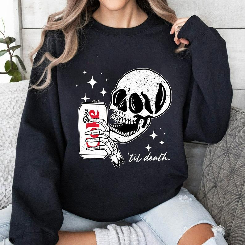 Diet Coke Sweatshirt, Til Death Diet Coke Crewneck, Diet Coke Lover, Trendy Sweatshirt, Funny Diet Coke Skeleton, Gift...