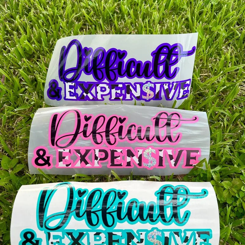 Difficult & Expen$ive Decal with Cowprint Print T-Shirts, Hoodie, Sweatshirt | RetroVerseTees.com