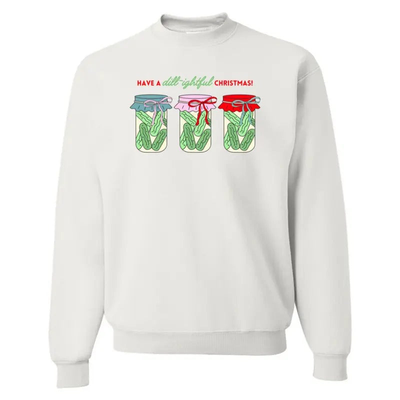 'Dill-ightful Christmas Pickles' Christmas Sweatshirt T-Shirts, Hoodie | RetroVerseTees.com
