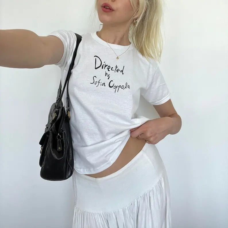 Directed by Sofia Coppola Handwriting Coquette Baby Tee Collar Fashion Hoodie, Sweatshirt | RetroVerseTees.com