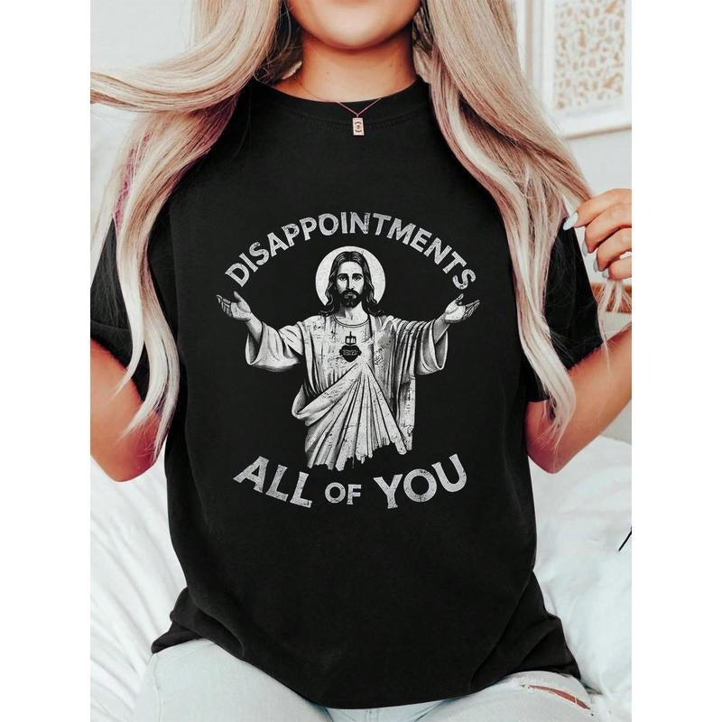 Disappointments Spiky hair fighters FOG You Christian Jesus Sarcastic Men T-Shirt Print Round Neck Cotton T-Shirt, Summer...