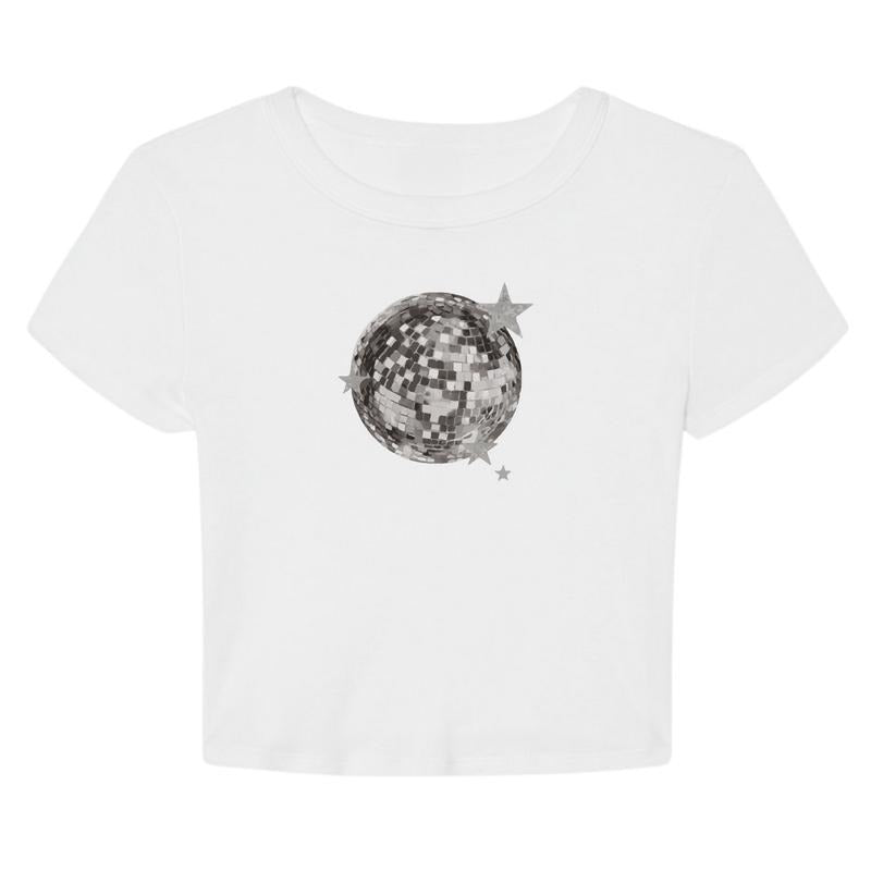 Disco Ball Y2K Aesthetic Cropped Graphic T-Shirt Hoodie, Sweatshirt | RetroVerseTees.com