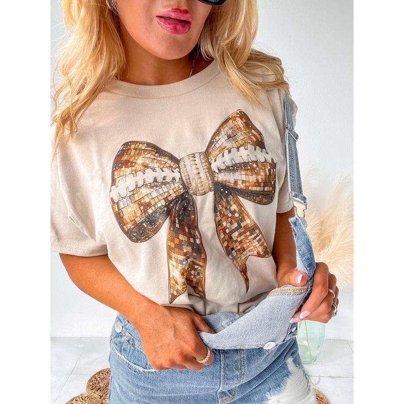 Disco Bow Football Graphic Top T-Shirts, Hoodie, Sweatshirt | RetroVerseTees.com