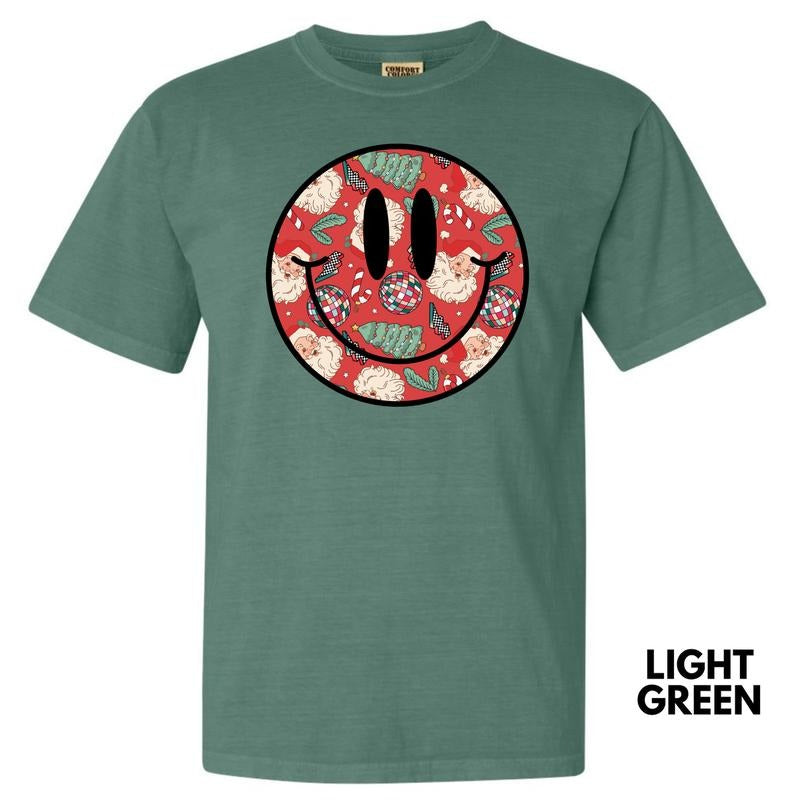 Disco Santa Happy Face Comfort Colors T-Shirt 'NLB' Hoodie, Sweatshirt | RetroVerseTees.com