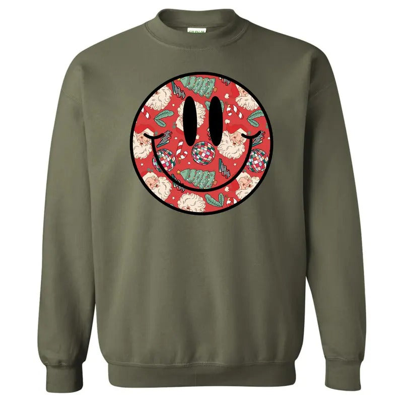 Disco Santa Happy Face Sweatshirt 'NLB' T-Shirts, Hoodie | RetroVerseTees.com