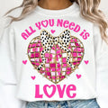 Disco Valentine Coquette Bow Heart Sweatshirt, Glitter Valentine Heart Sweatshirt, Valentine Sweatshirt, All You Need Is...