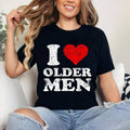 Distressed I Heart Older Men I Love Older Men T-Shirt | Cotton 100%, Crewneck, Top Womenswear Hoodie, Sweatshirt