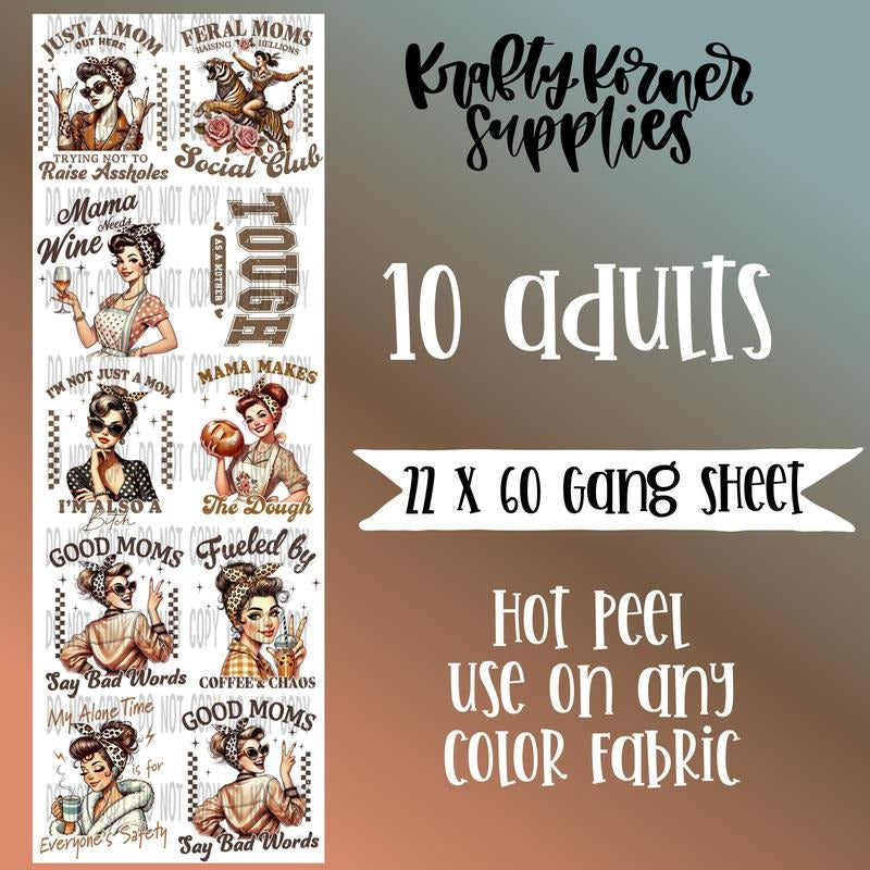 Distressed Vintage Moms DTF Transfer Gang Sheet, 22 x 60 T-Shirts, Hoodie, Sweatshirt | RetroVerseTees.com