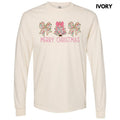 Ditsy Pink Trio Christmas Long Sleeve Comfort Colors T-Shirt 'NLB' Hoodie, Sweatshirt | RetroVerseTees.com