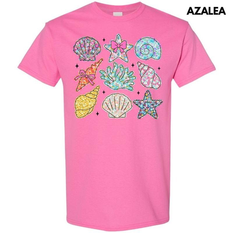 Ditzy Seashell Collage Gildan Short Sleeve T-Shirt 'NLB' Hoodie, Sweatshirt | RetroVerseTees.com